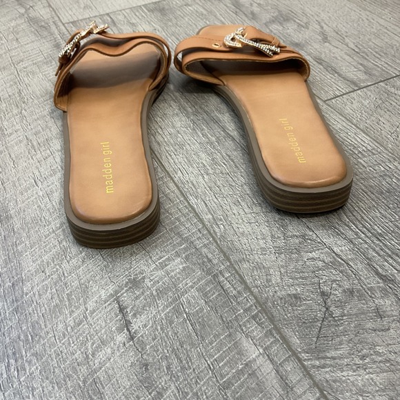 Madden Girl Glidee Brown Rhinestone Buckle Slide Sandals Women's Size 10 - Picture 4 of 9